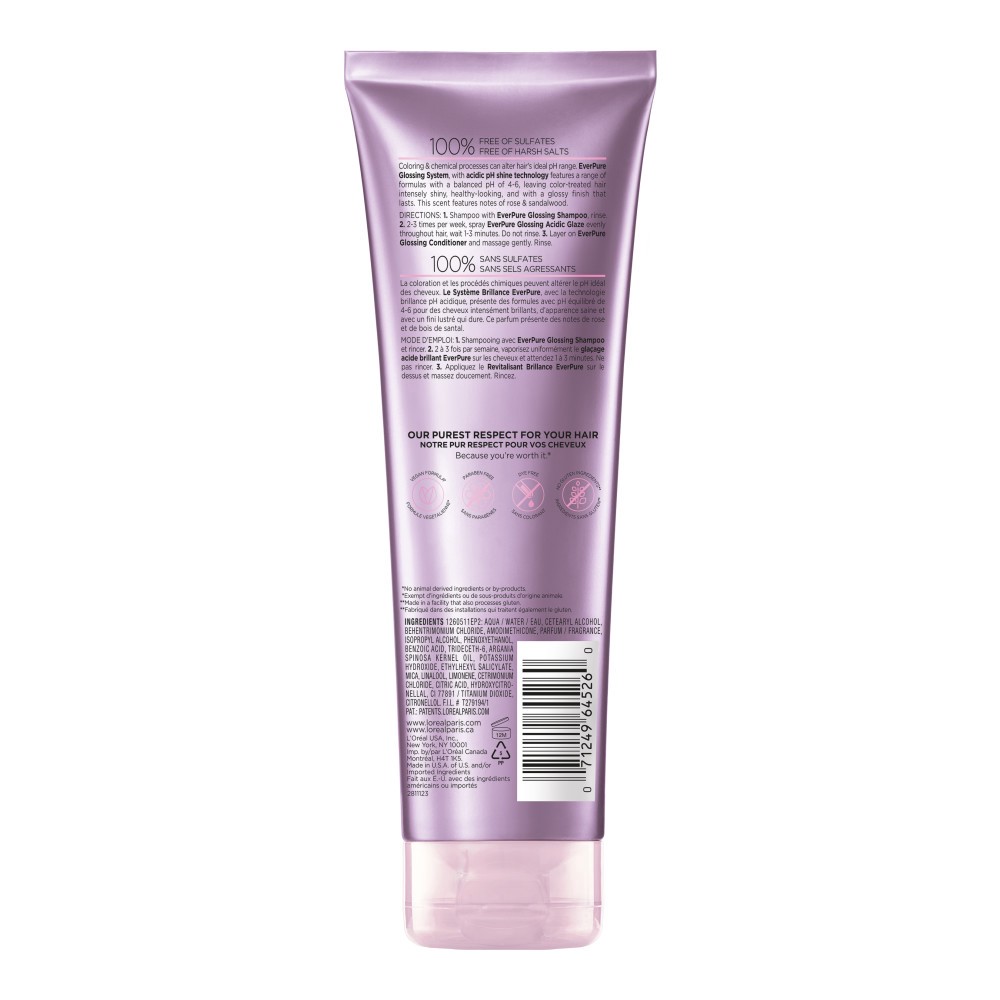 slide 3 of 5, L'Oréal Everpure Sulfate Free Glossing Conditioner, 8.5 Oz, 1 ct