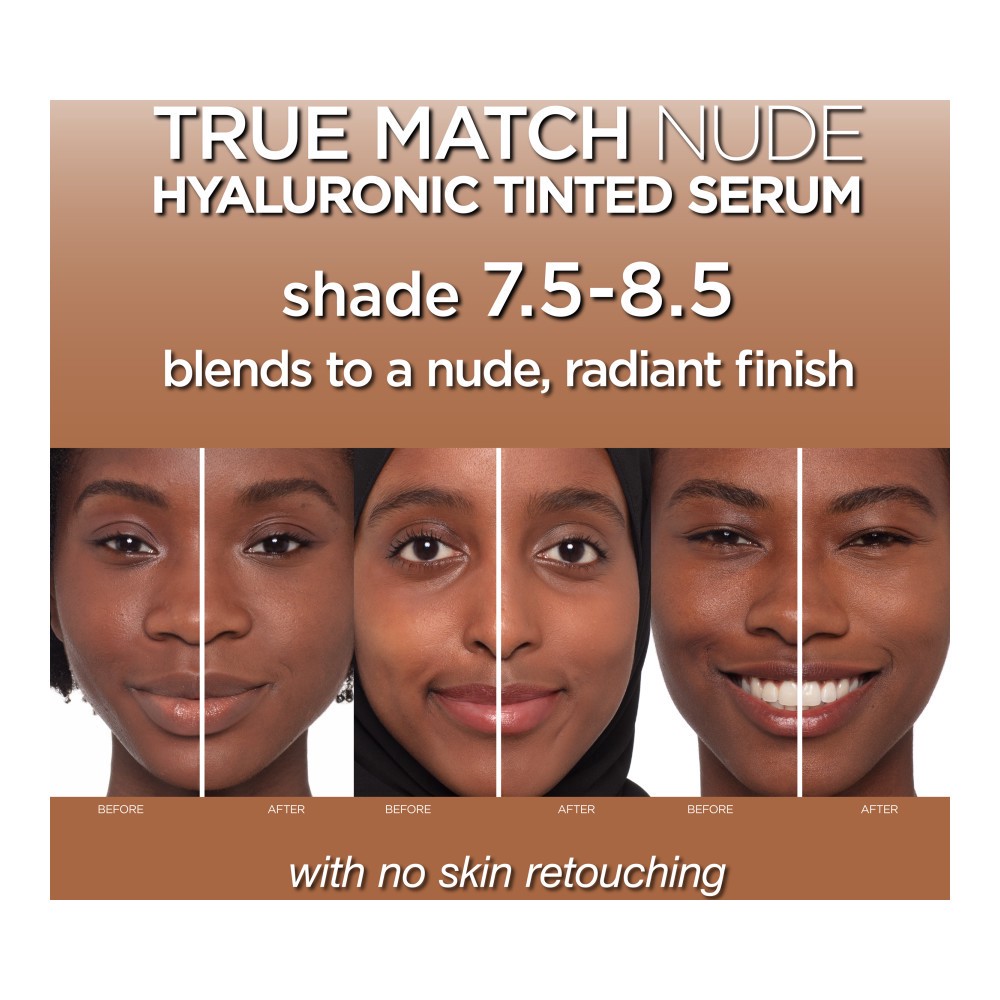 slide 2 of 5, L'Oréal True Match Nude Cool Deep 7.5-8.5 Hyaluronic Tinted Serum 1.0 fl oz, 1 fl oz