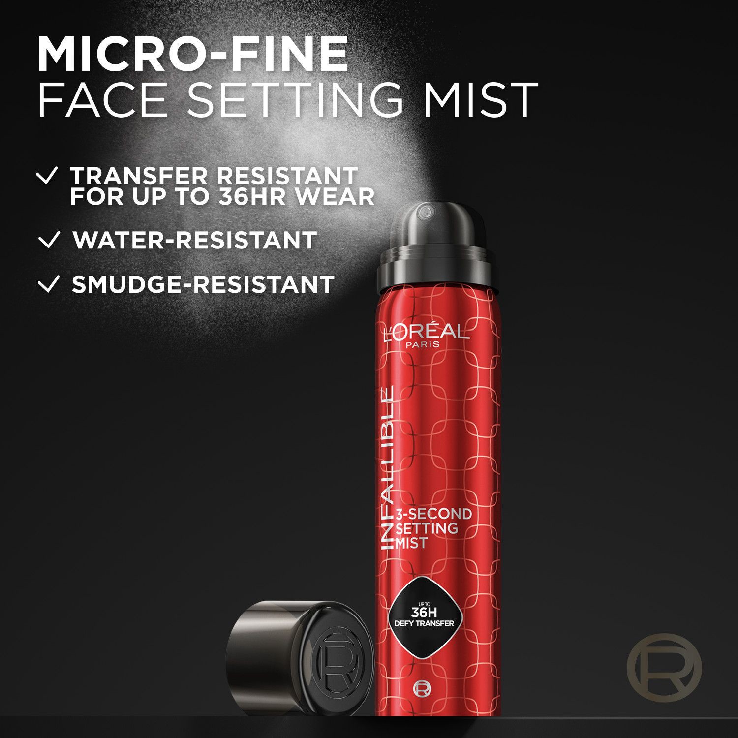 slide 2 of 9, L'Oréal Paris Infallible 3 Second Setting Mist, 1.76 oz, 2.54 fl oz