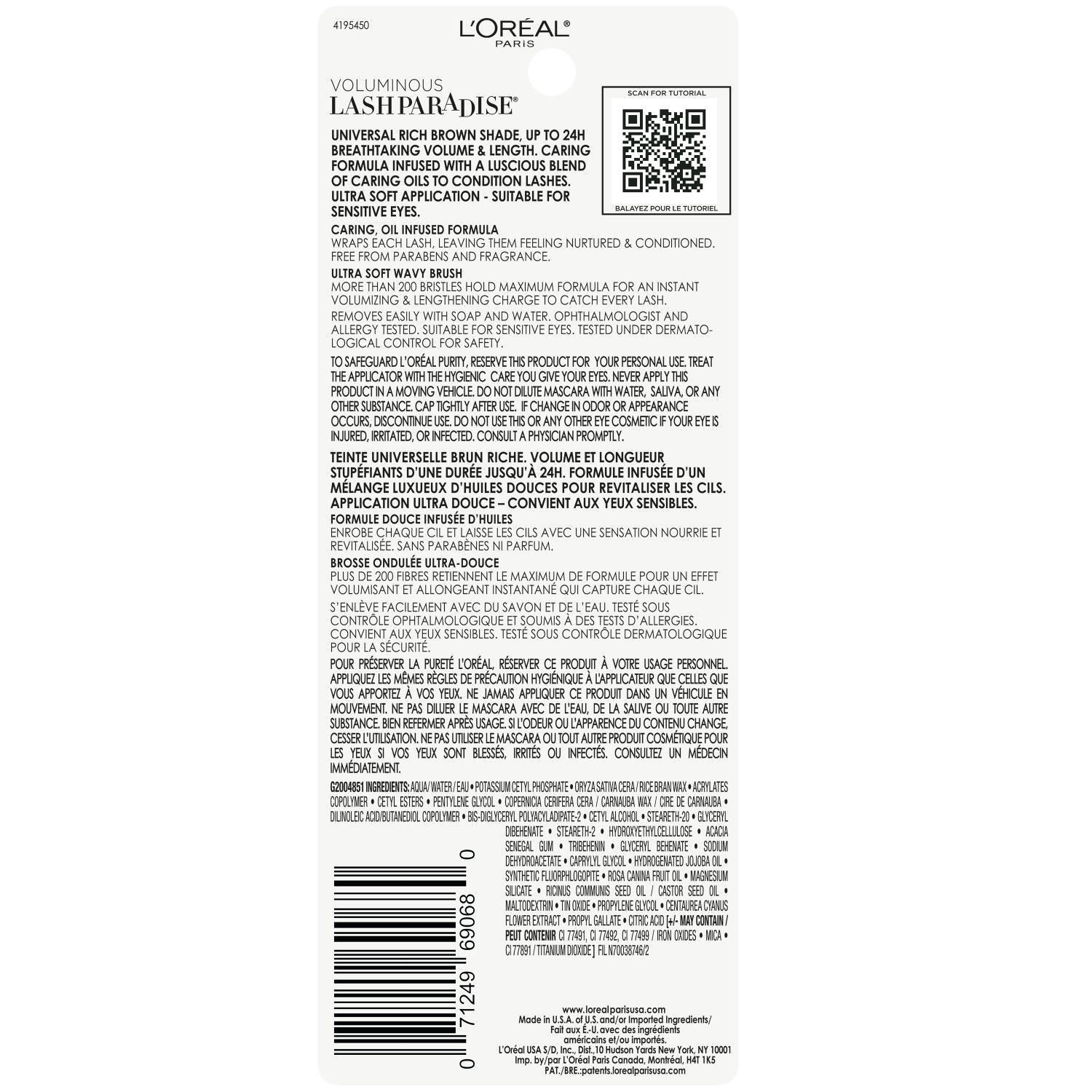 slide 5 of 8, L'Oreal Paris Voluminous Lash Paradise Mascara, Voluptuous Volume, Latte Brown, 0.28 Fl Oz, 0.28 oz