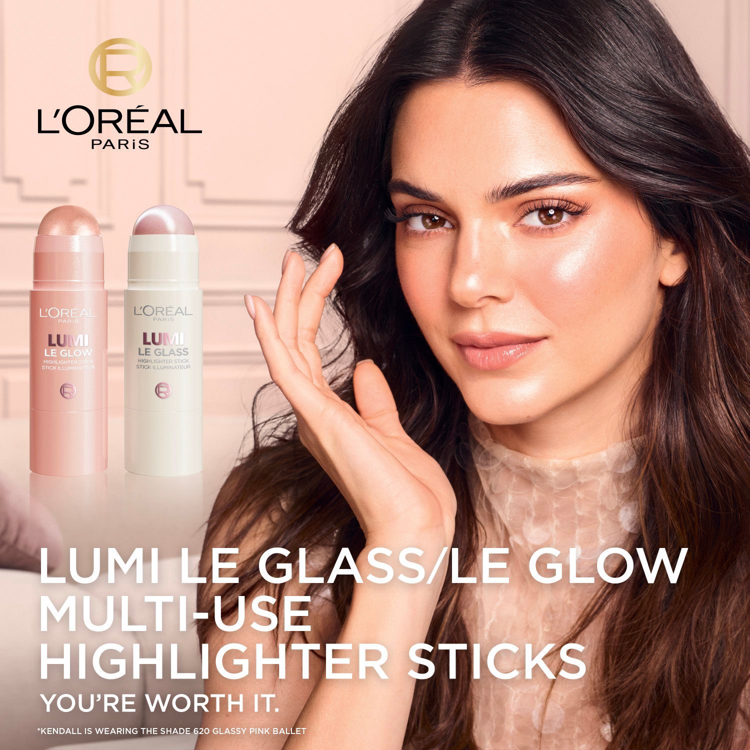 slide 6 of 10, LOREAL Lumi Highlighter Stick: Glassy Sunset Amour 625, 0.25 oz
