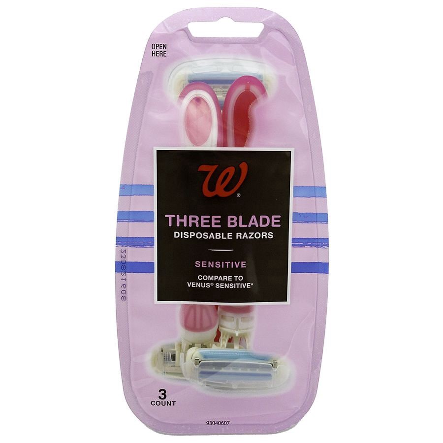 slide 1 of 2, Walgreens Women's Three Blade Disposable Razors, 3 ct