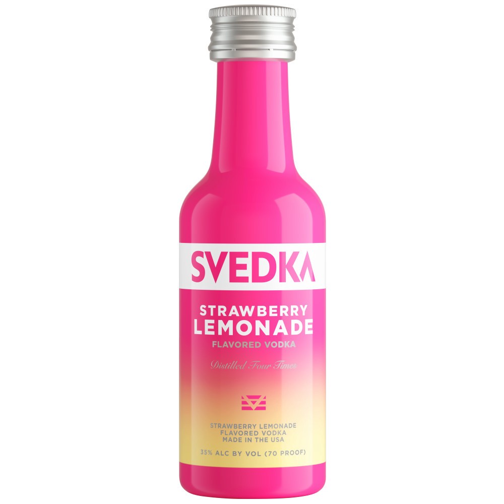 slide 1 of 7, SVEDKA Strawberry Lemonade Flavored Vodka, 50 mL Plastic Mini Bottle, 70 Proof, 50 ml