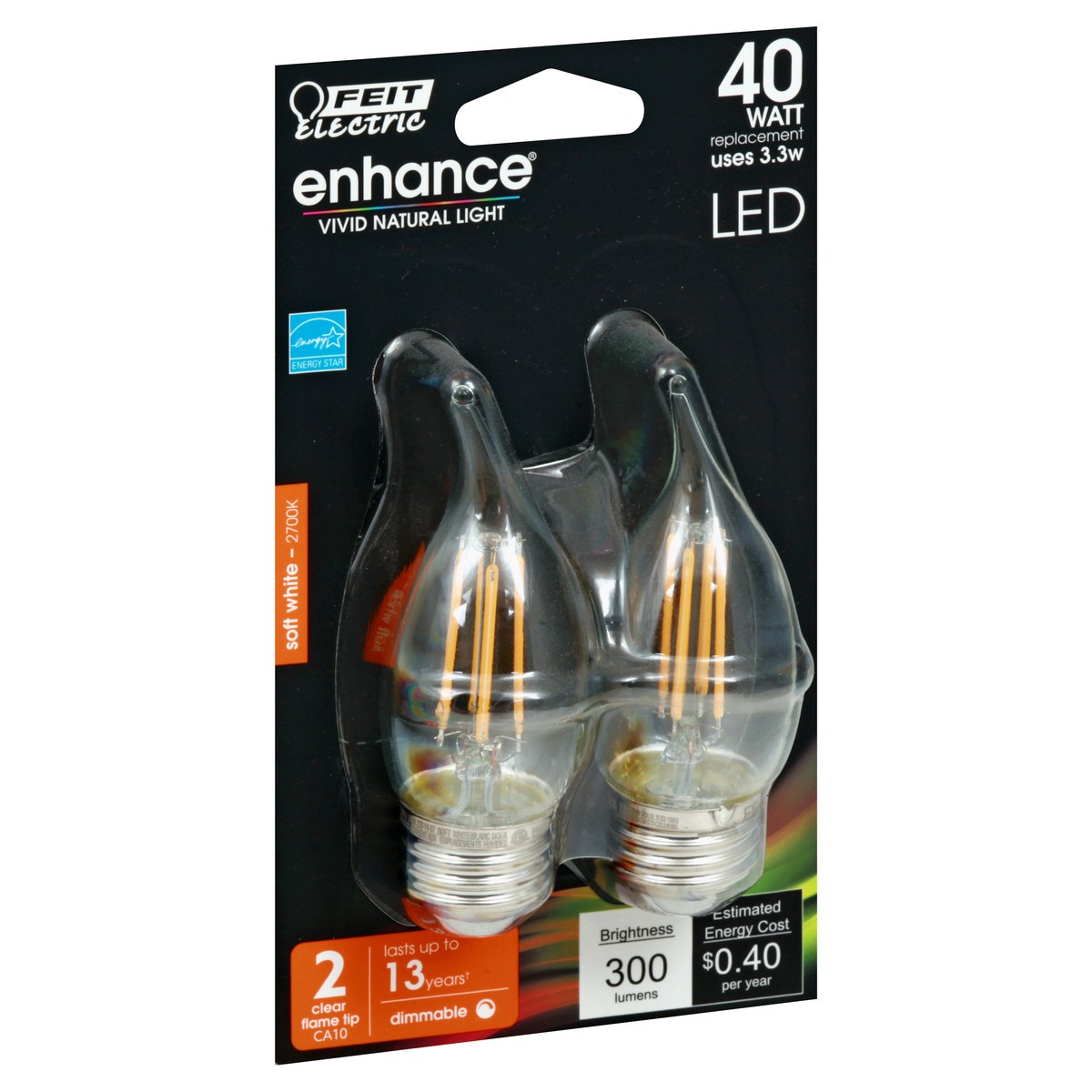 slide 2 of 9, Feit Electric Enhance LED 3.3 Watts Soft White Light Bulbs 2 ea, 2 ct