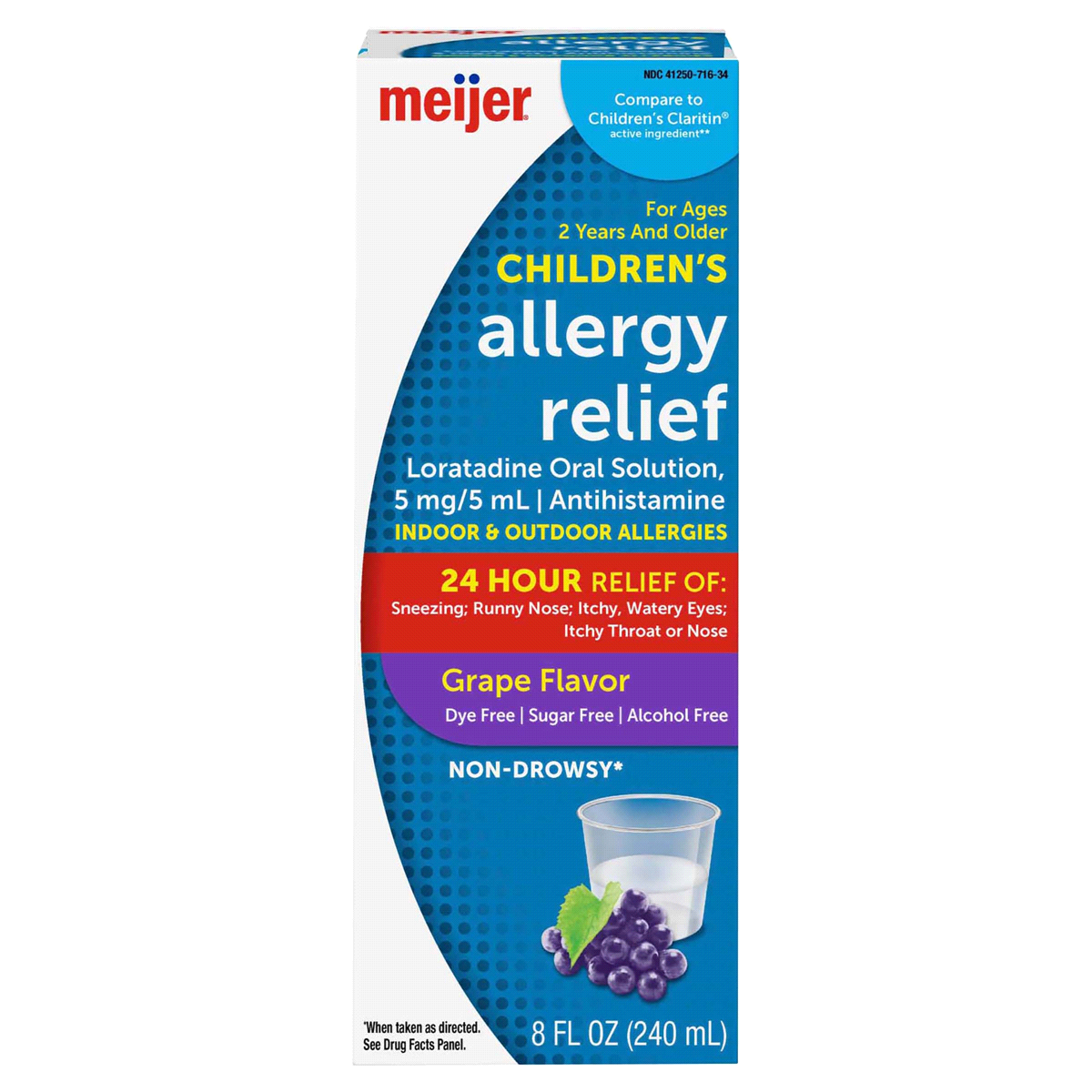 slide 1 of 3, Meijer Children's Allergy Relief, Grape Flavor, 8 oz