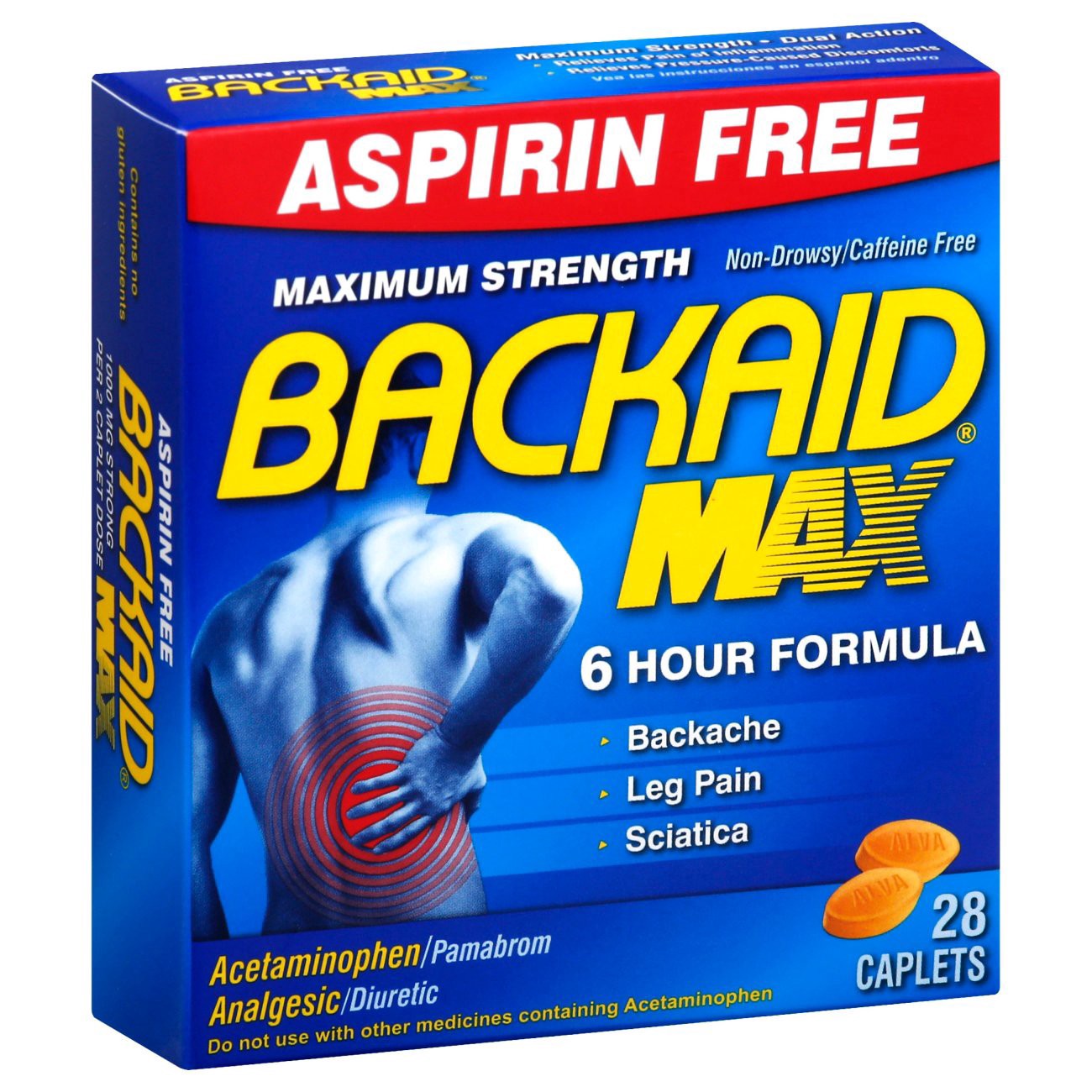 slide 1 of 1, Backaid Max Aspirin Free Muscle Pain Relief Tablets, 28 ct