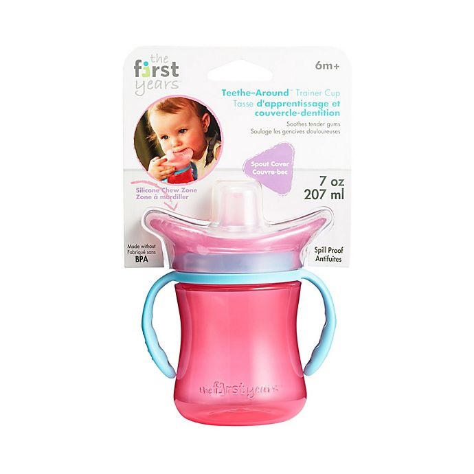 slide 5 of 7, The First Years Teething Spout Trainer Cup - Pink, 7 oz