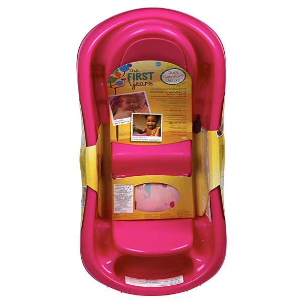 slide 1 of 4, The First Years Sure Comfort Deluxe Newborn-to-Toddler Tub with Sling - Pink, 1 ct