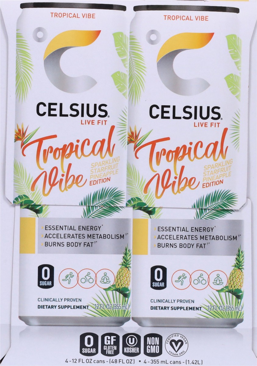 slide 7 of 12, CELSIUS Live Fit Tropical Vibe Energy Drink 4 - 12 fl oz Cans, 4 ct