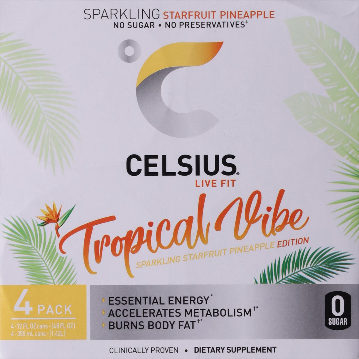 slide 2 of 12, CELSIUS Live Fit Tropical Vibe Energy Drink 4 - 12 fl oz Cans, 4 ct