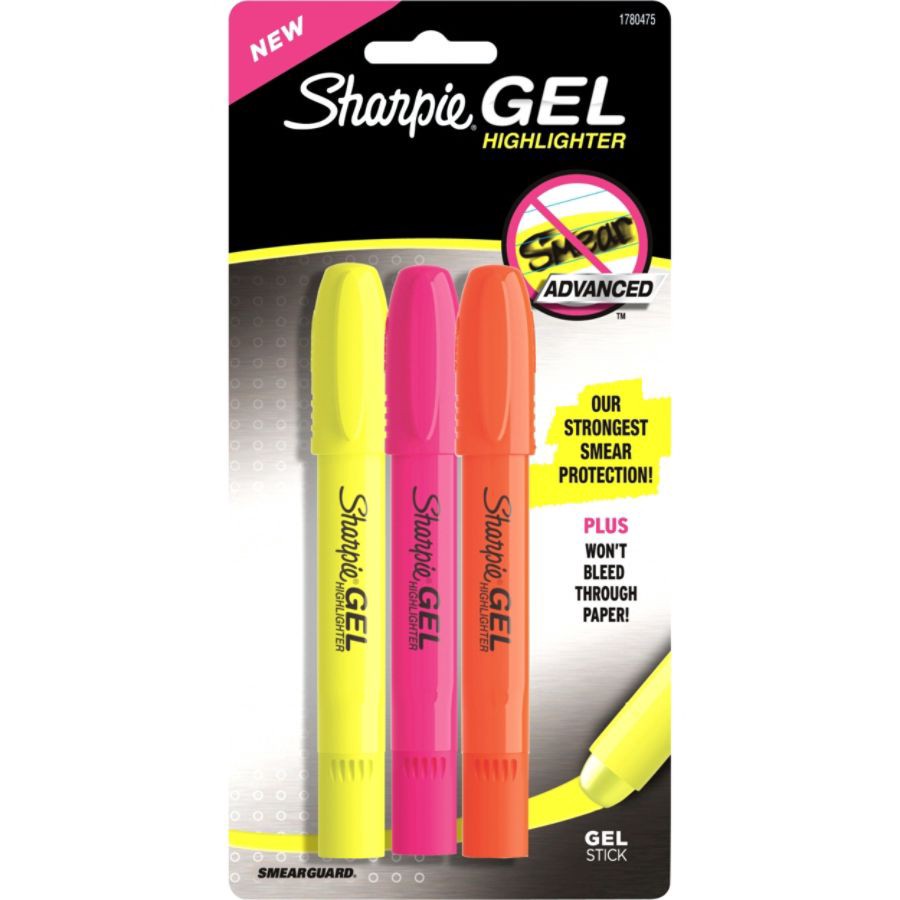 slide 3 of 5, Sharpie Accent Gel Highlighters, Assorted Ink Colors, Pack Of 3, 3 ct