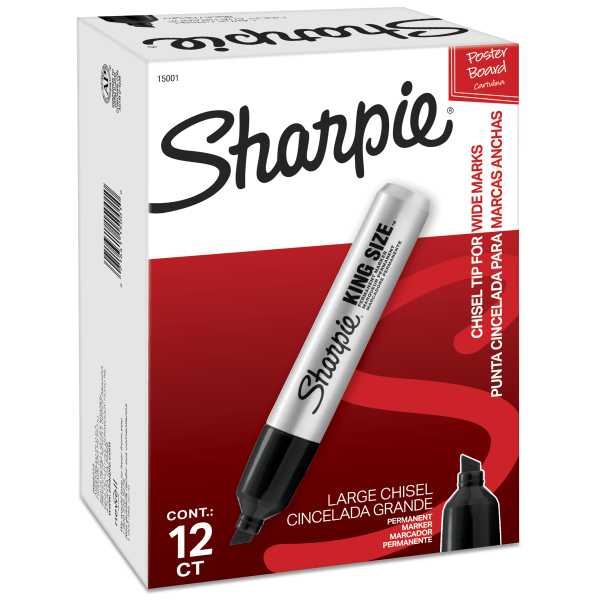 slide 2 of 9, Sharpie Chisel Tip King Size Permanent Marker - Black, 12 ct