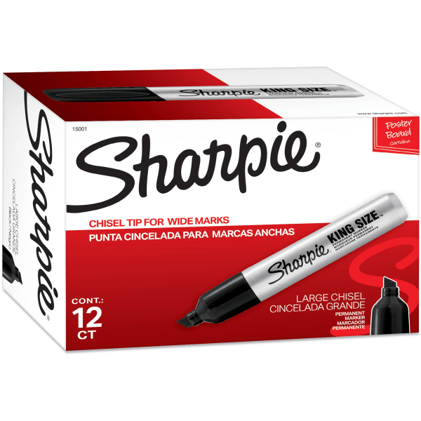 slide 4 of 9, Sharpie Chisel Tip King Size Permanent Marker - Black, 12 ct