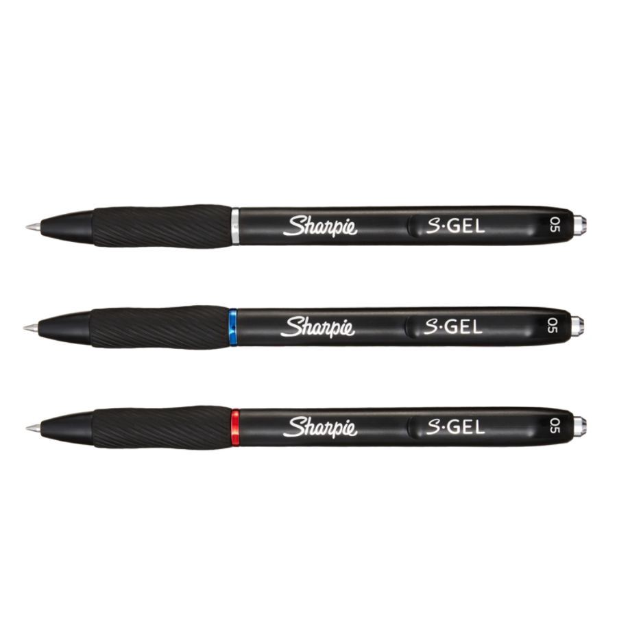 Sharpie S Gel Pens Fine Point 0.5 mm Black Barrels Blue Ink Pack Of 4 Pens  - Office Depot