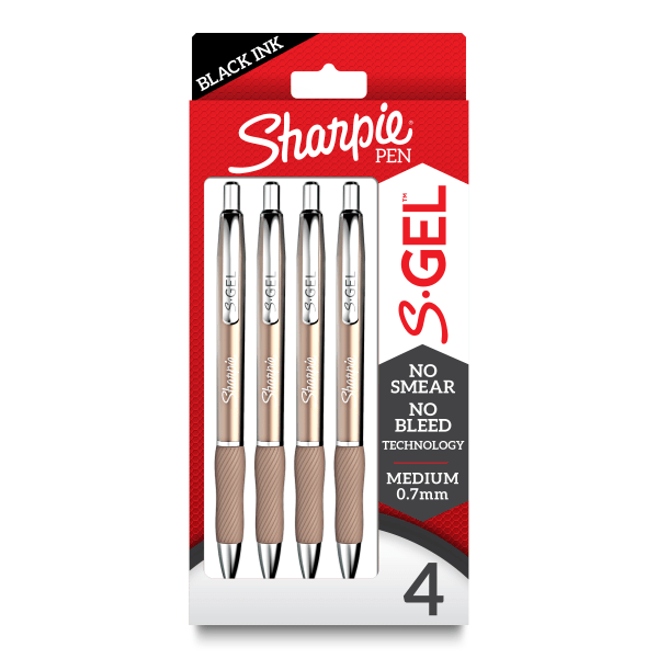 Sharpie S Gel Metal Barrel Gel Pens Medium Point 0.7 mm Champagne