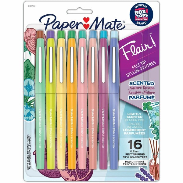 slide 2 of 8, Paper Mate Flair Nature Escape Scented 0.7mm Felt Tip Pens - Assorted Ink, 16 ct