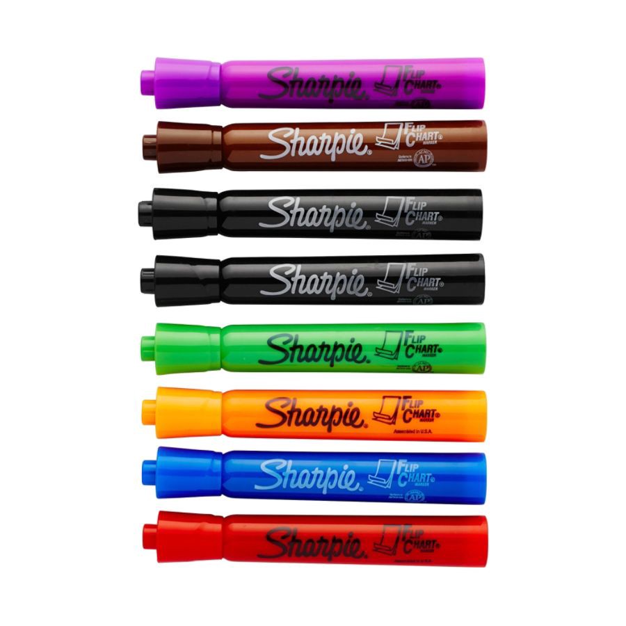 slide 8 of 8, Sharpie Flip Chart Markers, Assorted, Pack Of 8, 8 ct