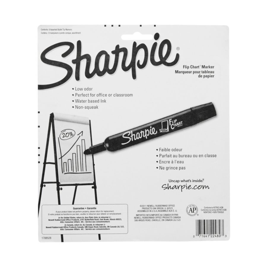 slide 5 of 8, Sharpie Flip Chart Markers, Assorted, Pack Of 8, 8 ct