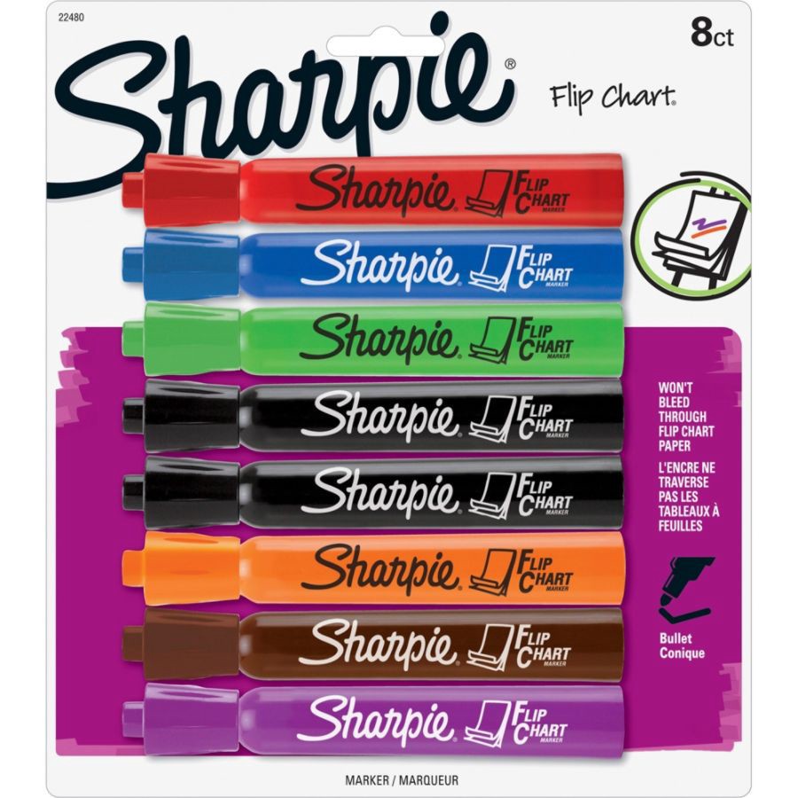 slide 2 of 8, Sharpie Flip Chart Markers, Assorted, Pack Of 8, 8 ct