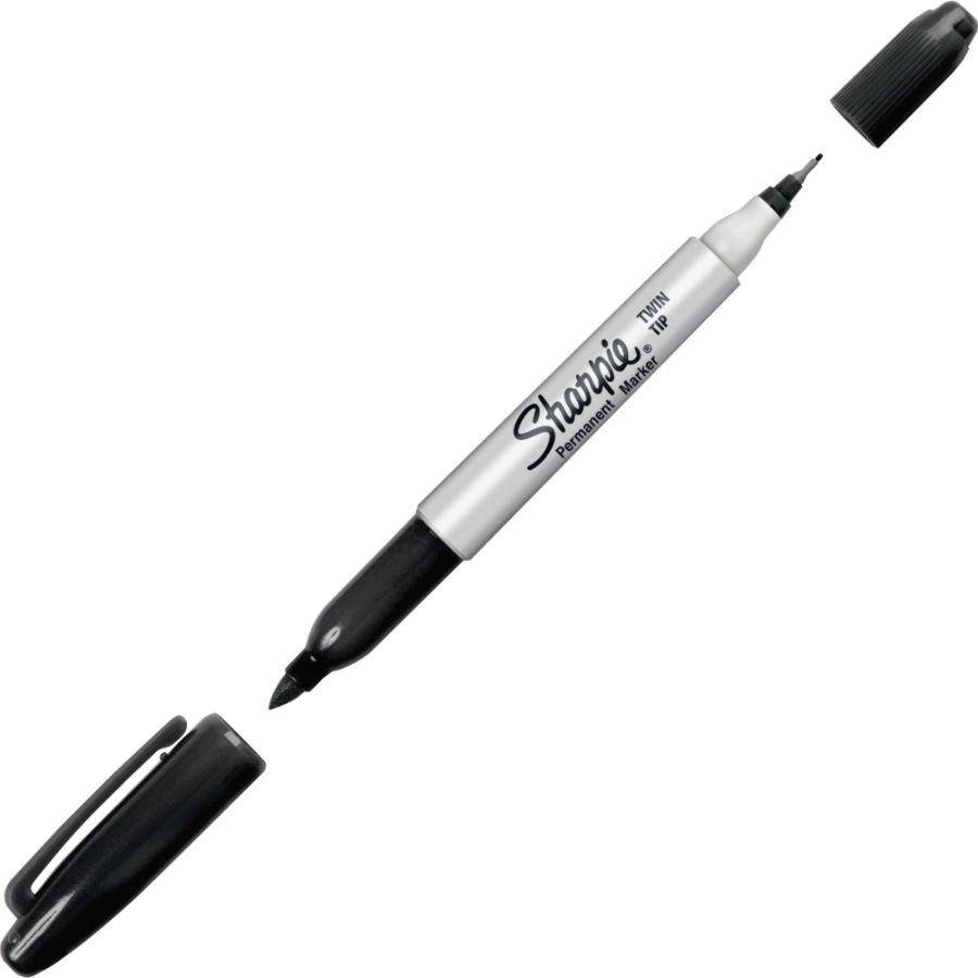 slide 2 of 6, Sharpie Twin-Tip Permanent Marker, Black, 1 ct