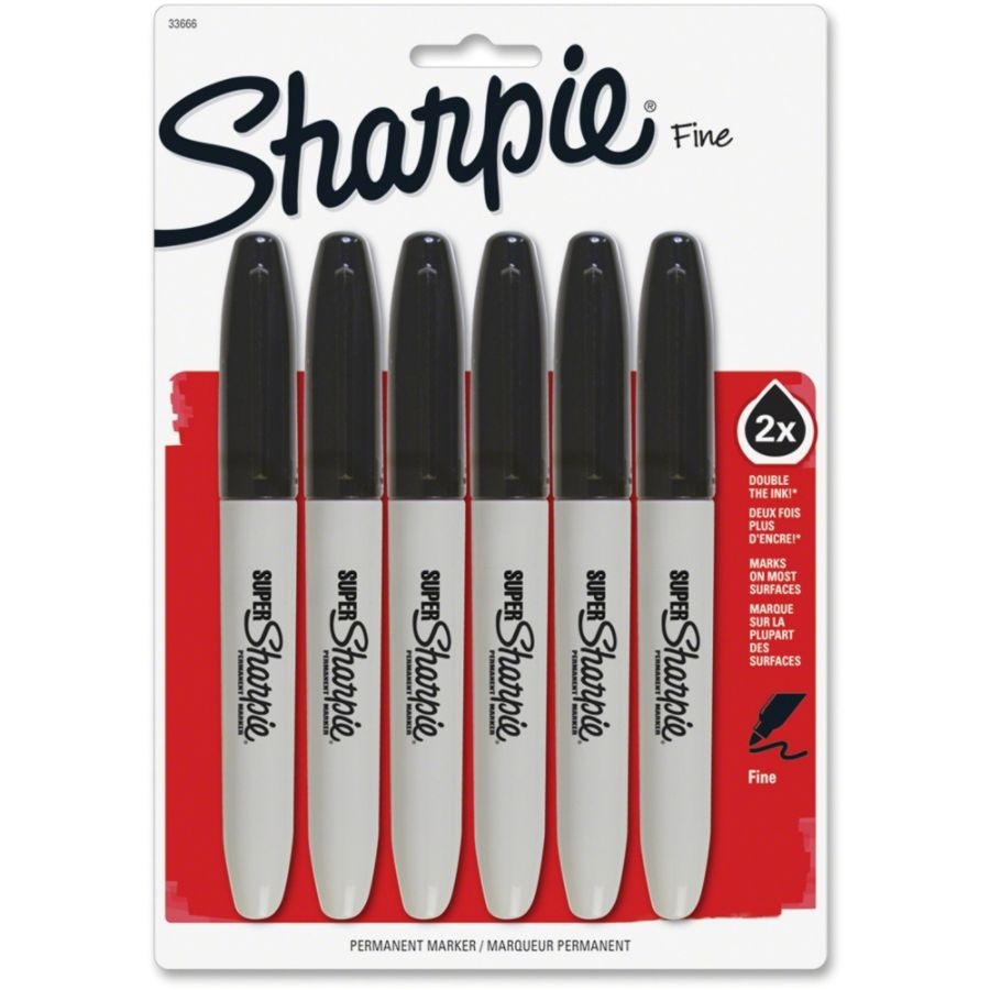 slide 6 of 7, Sharpie Super Permanent Fine Point Markers - Black, 6 ct