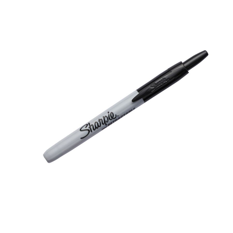 slide 2 of 5, Sharpie Retractable Permanent Markers, Fine Point, Black, Pack Of 3 Markers, 3 ct