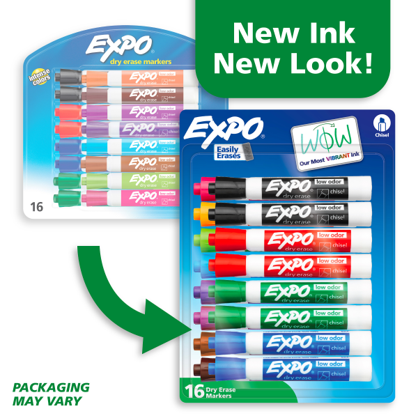 slide 2 of 7, Expo Chisel Tip Low Odor Dry Erase Markers - Assorted (16 Per Set), 16 ct