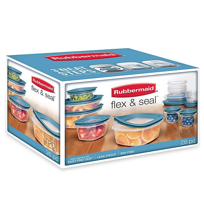 slide 2 of 5, Rubbermaid Flex & Seal Food Storage Set with Easy Find Lids, 26 ct