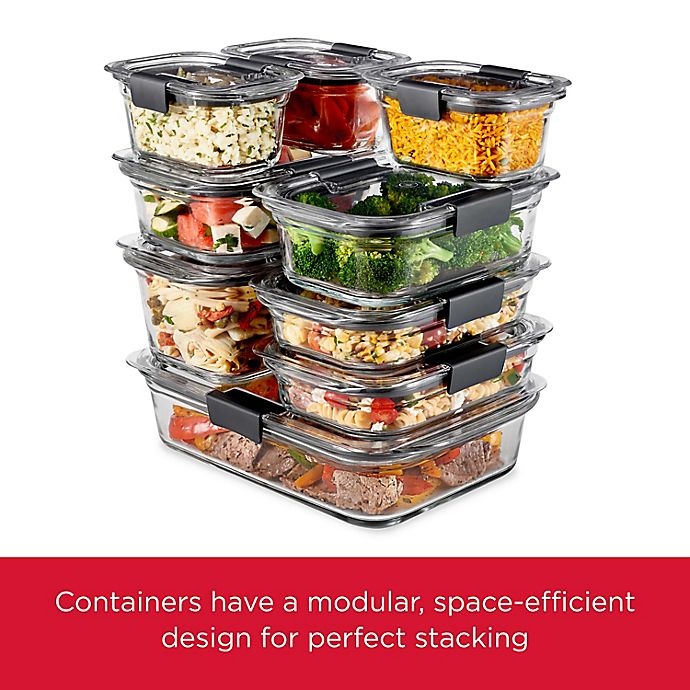 slide 4 of 5, Rubbermaid Brilliance Glass Storage Containers Set, 10 ct