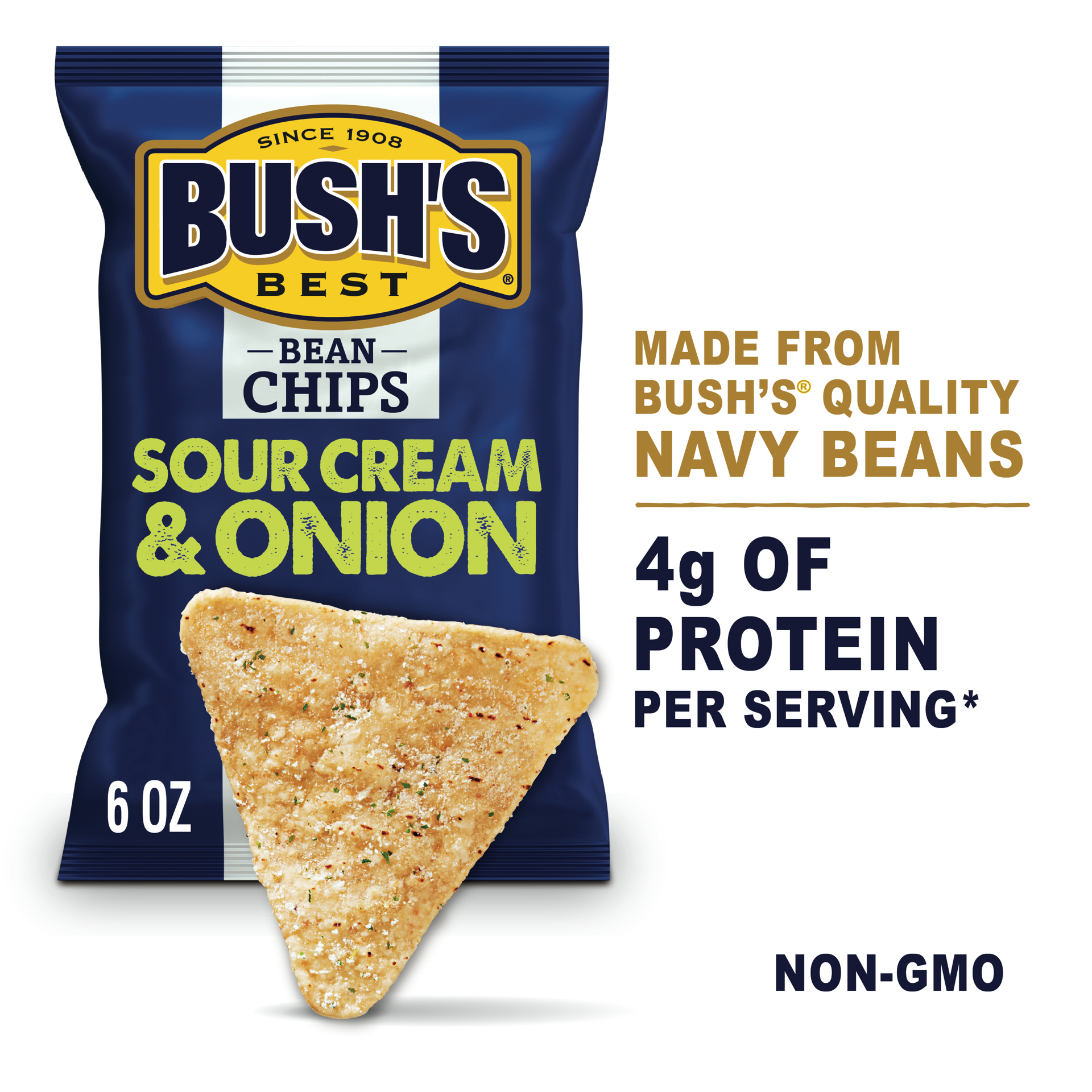 slide 1 of 4, Bush's Best Bush's Sour Cream and Onion Bean Chips 6 oz pouch, 6 oz