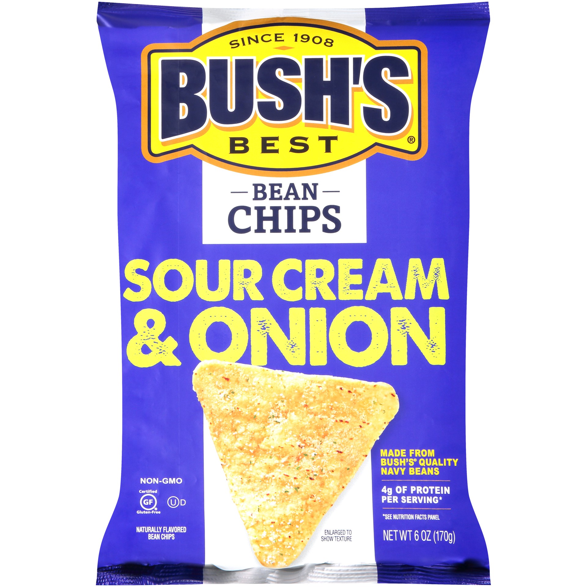 slide 4 of 4, Bush's Best Bush's Sour Cream and Onion Bean Chips 6 oz pouch, 6 oz