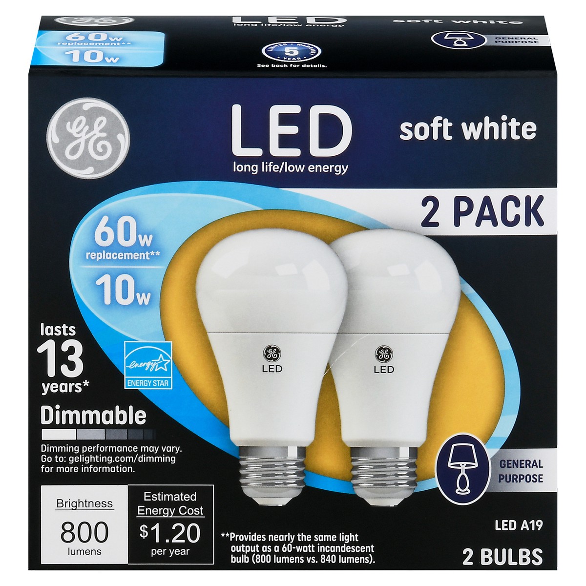 slide 1 of 11, GE 10 Watts Soft White LED Light Bulbs 2 Pack 2 ea, 2 ct