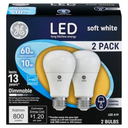 GE 10 Watts Soft White LED Light Bulbs 2 Pack 2 ea