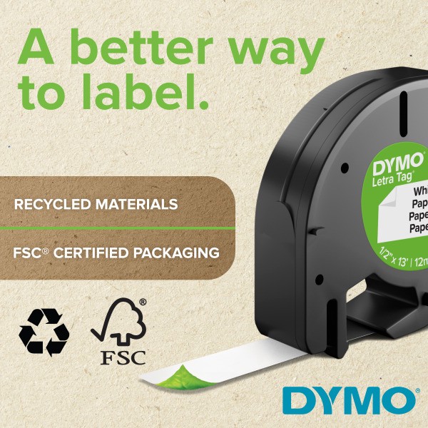 slide 6 of 7, DYMO LetraTag Plastic Label Tape Cassette - 1/2in x - Clear, 13 ft