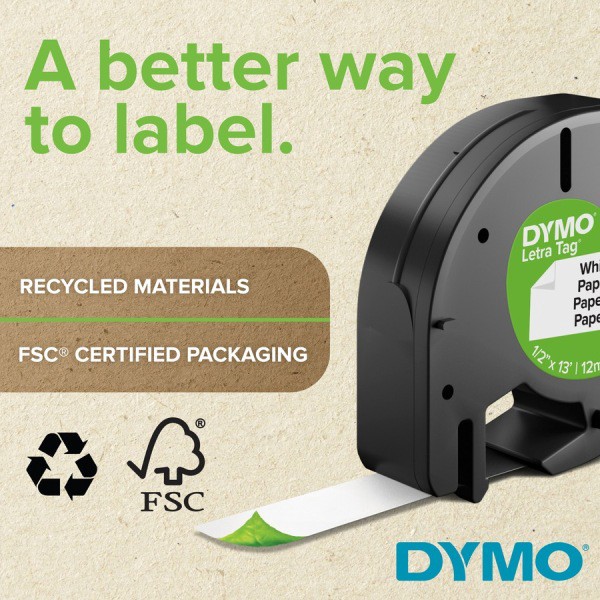 slide 7 of 7, DYMO LetraTag Plastic Label Tape Cassette - 1/2in x - Clear, 13 ft