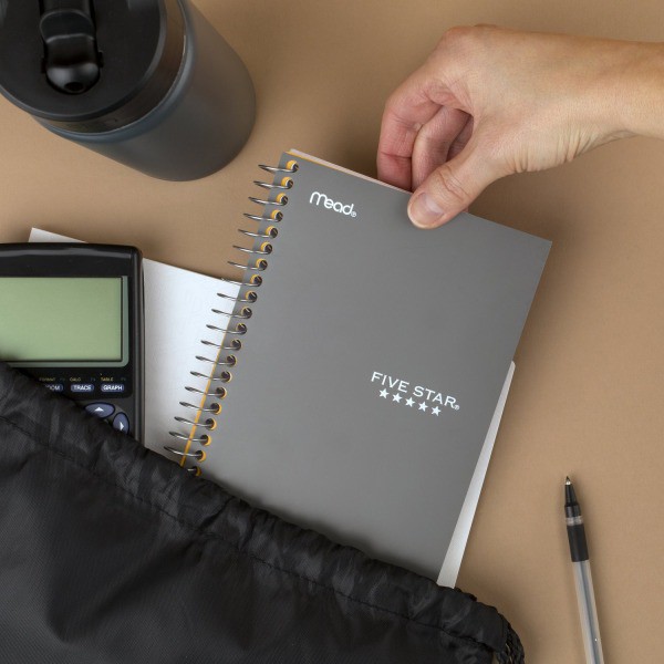 slide 3 of 4, Five Star Notebook, 1-Subject, 4-3/8" X 7, College Rule, 100 Sheets, Gray, 100 ct