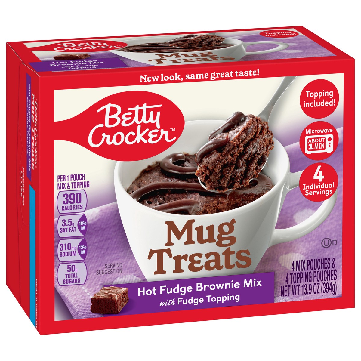 slide 2 of 9, Betty Crocker Mug Treats, Hot Fudge Brownie, 4 Count, 13.9 oz, 4 ct