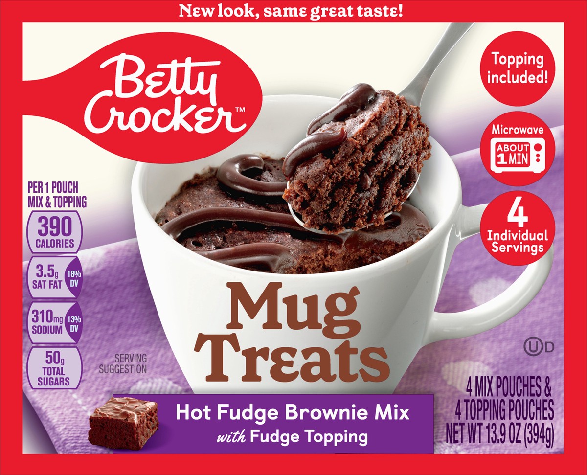 slide 6 of 9, Betty Crocker Mug Treats, Hot Fudge Brownie, 4 Count, 13.9 oz, 4 ct