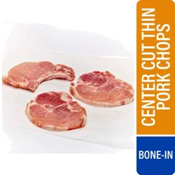 Thin Bone-In Center Cut Pork Chops, 1 lb