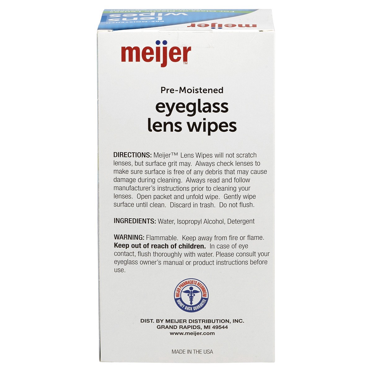 slide 5 of 5, Meijer Pre-Moistened Lens Wipes, 100 ct