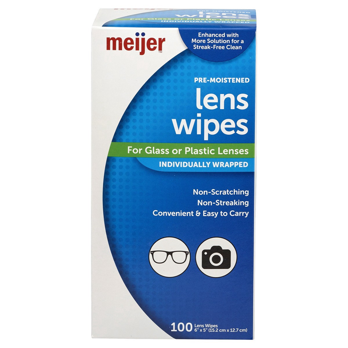 slide 1 of 5, Meijer Pre-Moistened Lens Wipes, 100 ct