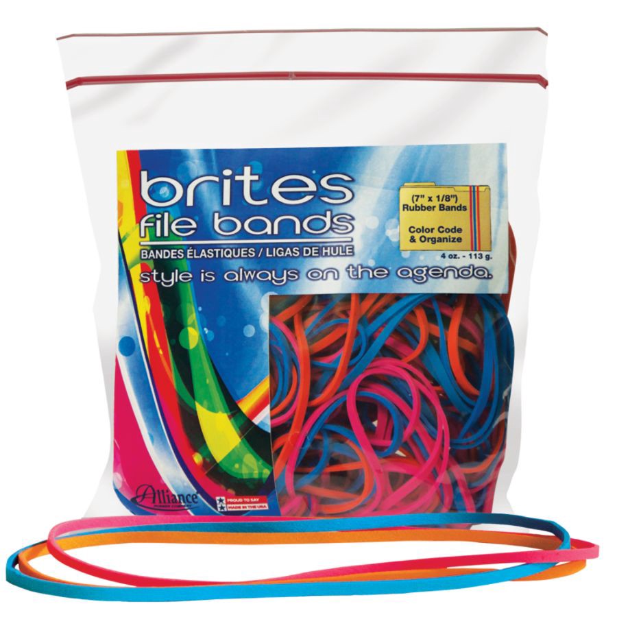 slide 2 of 4, Alliance Rubber Brites File Bands, Assorted, Bag Of 50, 1 ct