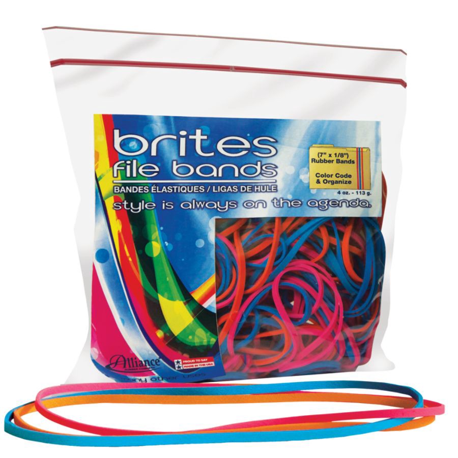 slide 4 of 4, Alliance Rubber Brites File Bands, Assorted, Bag Of 50, 1 ct