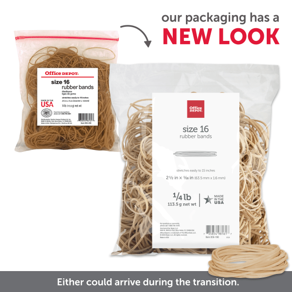 slide 3 of 4, Office Depot Brand Rubber Bands, #16, 0.25 lb