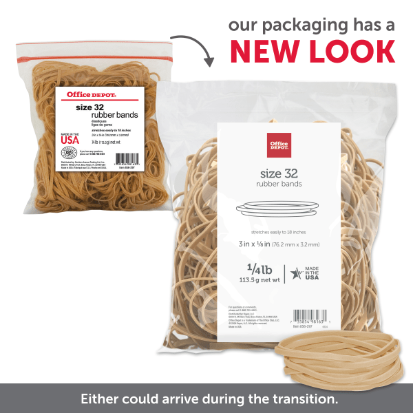 slide 3 of 4, Office Depot Brand Rubber Bands, #32, 0.25 lb