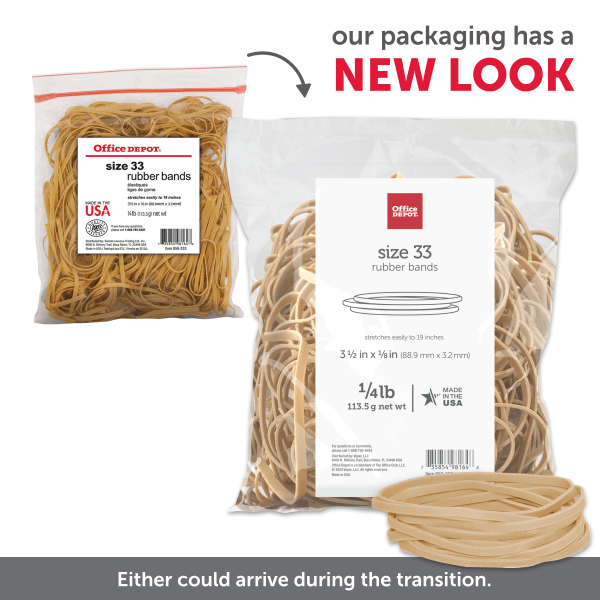 slide 4 of 4, Office Depot Brand Rubber Bands, #33, 0.25 lb