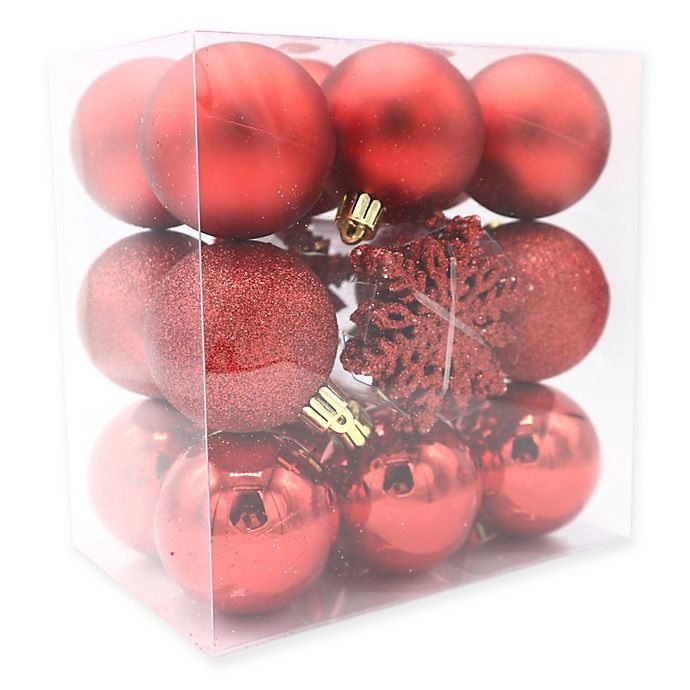 slide 1 of 1, Winter Wonderland Shatterproof Christmas Ball Ornaments - Red, 26 ct