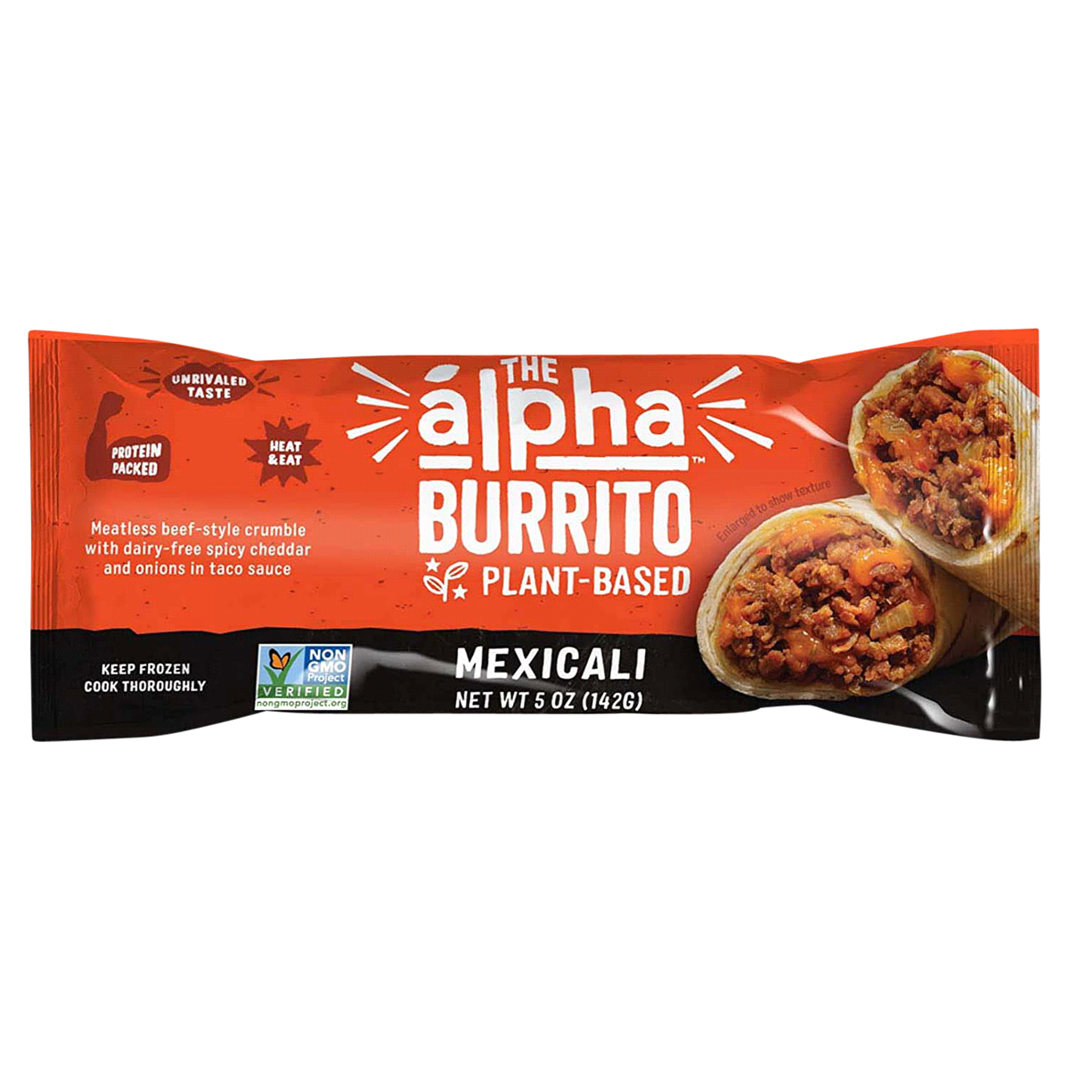 slide 1 of 9, Alpha Foods Alpha Plant-Based Mexicali Burrito 5 oz, 5 oz