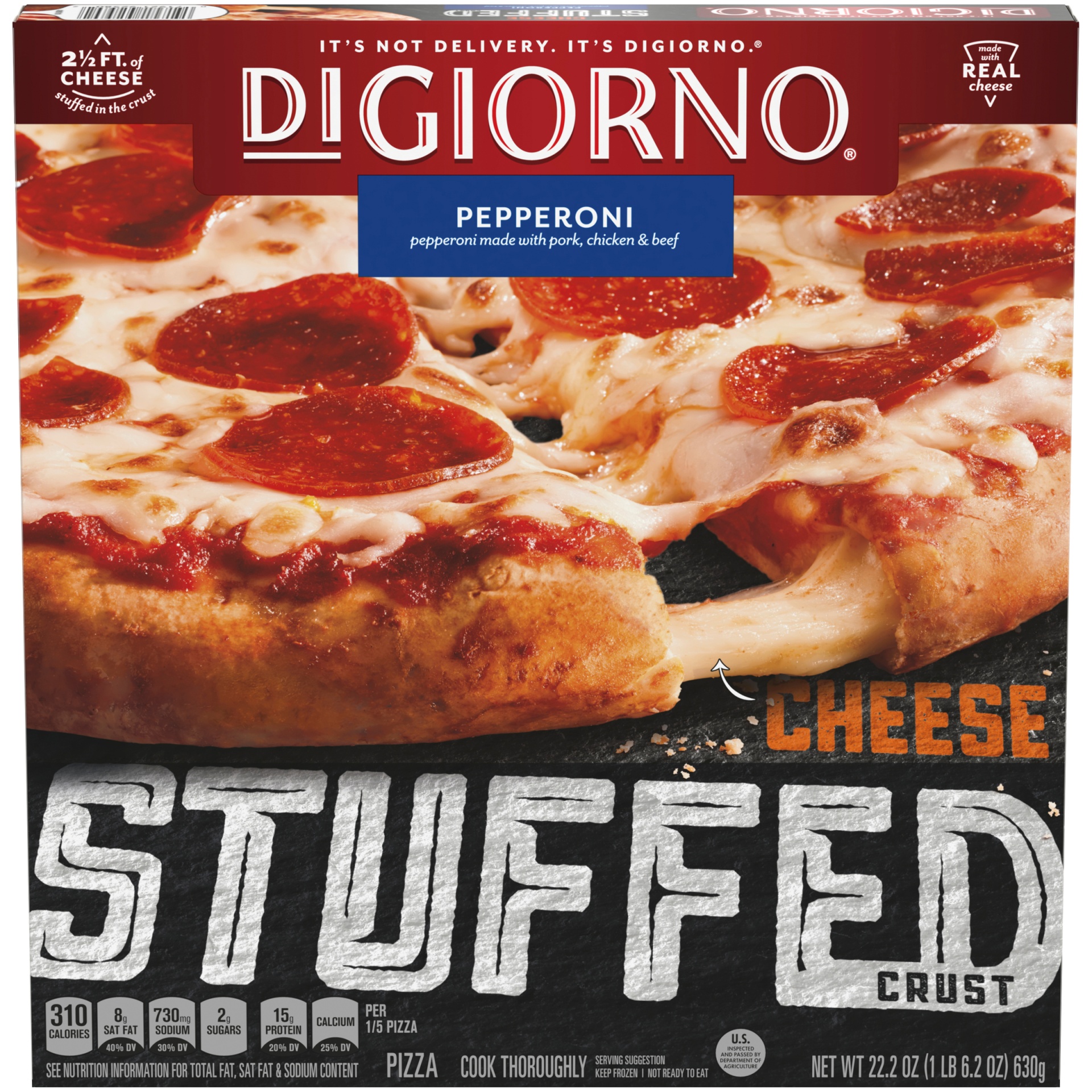 slide 6 of 6, DiGiorno Pepperoni Frozen Pizza with Cheese Stuffed Crust, 22.2 oz