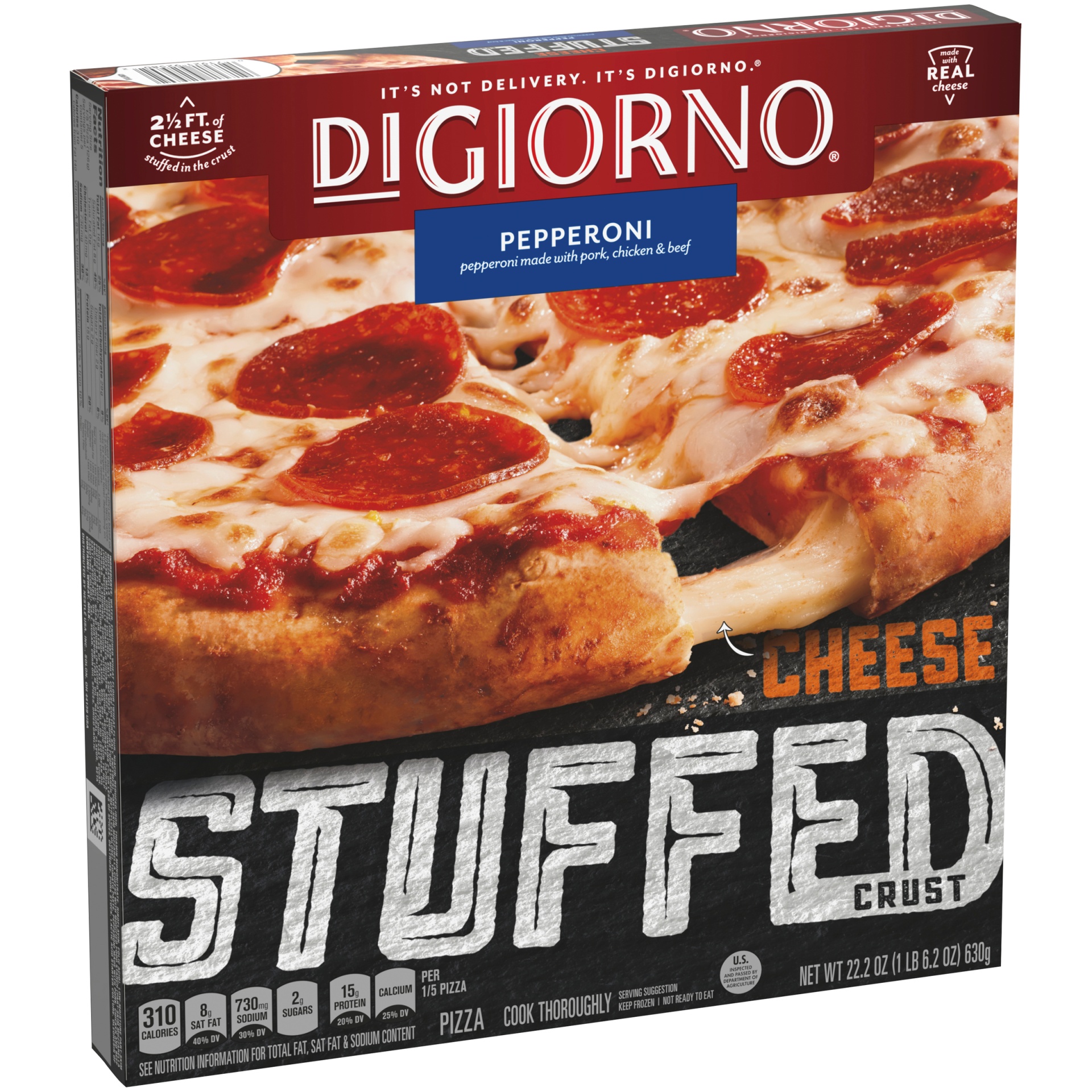 slide 3 of 6, DiGiorno Pepperoni Frozen Pizza with Cheese Stuffed Crust, 22.2 oz